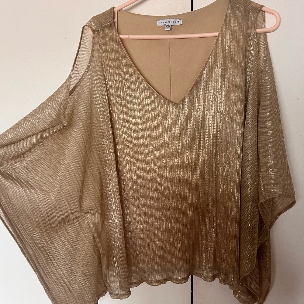 Annalee + Hope Metallic Gold Blouse